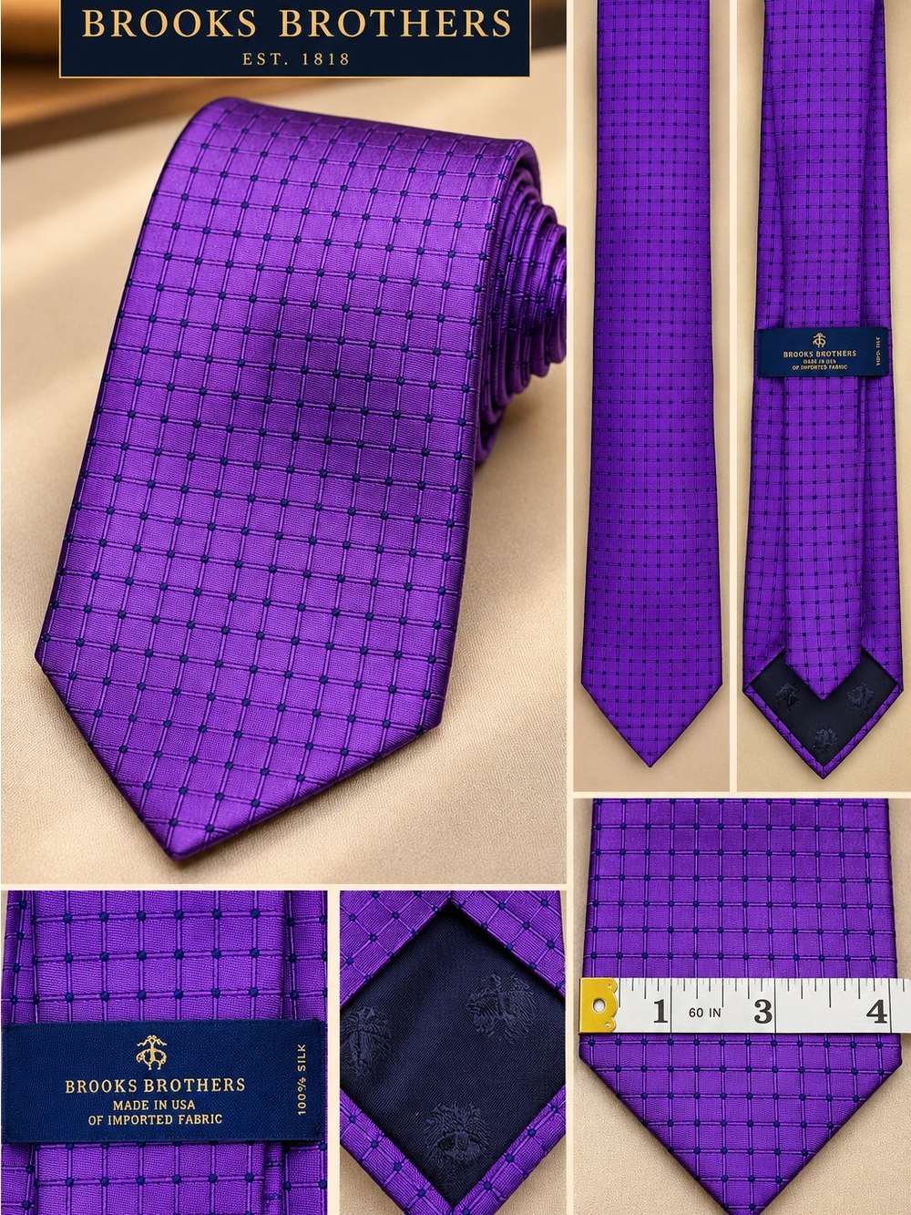 Brooks Brothers Purple Grid Silk Tie